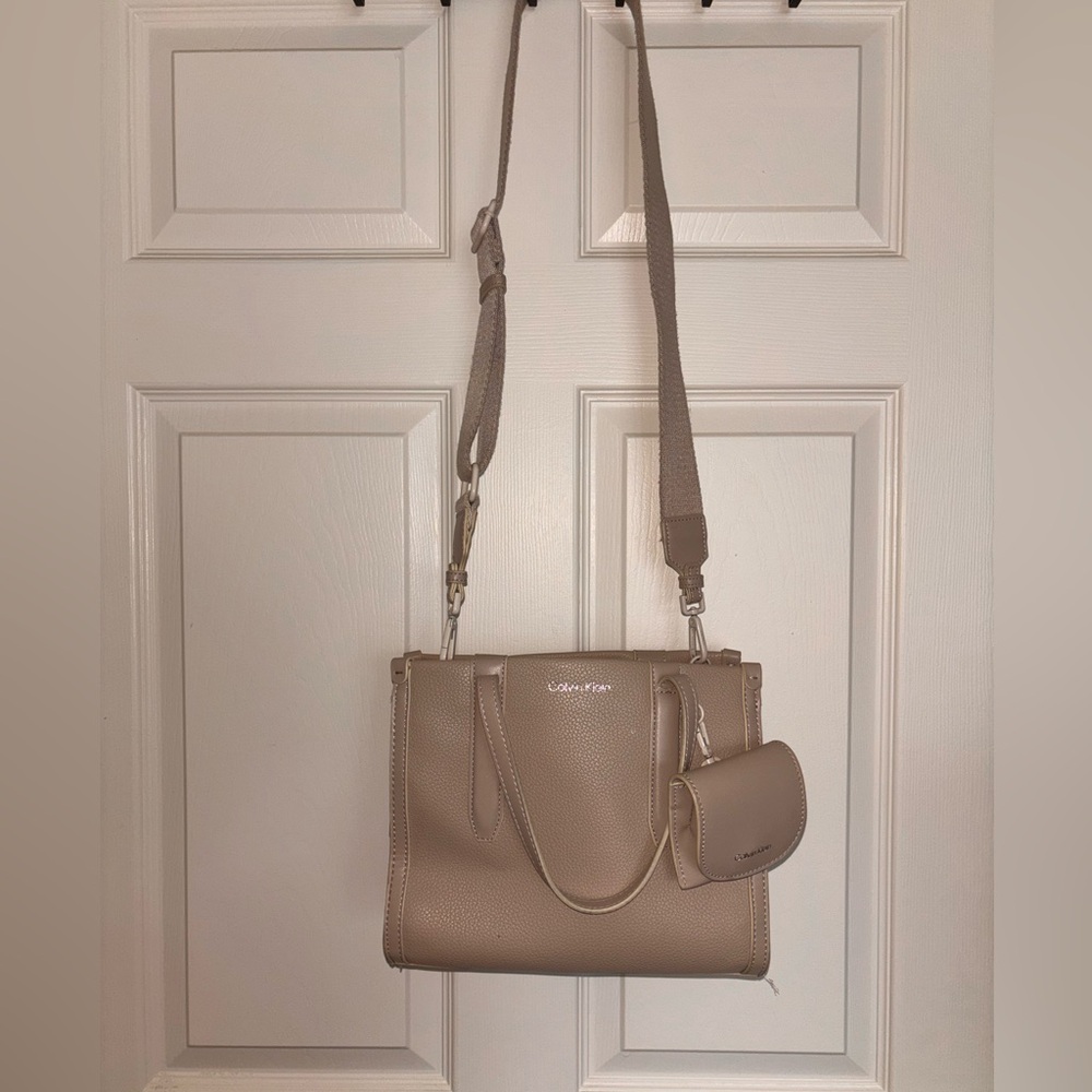 Calvin Klein Beige Handbag with Pouch
